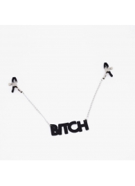 Зажимы на соски с кожаной подвеской Bitch - Crazy Handmade - купить с доставкой в Великом Новгороде