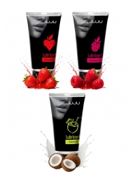 Набор из 3 съедобных лубрикантов JUJU (клубника, малина, кокос) - JuJu - купить с доставкой в Великом Новгороде Набор из 3 съедобных лубрикантов JUJU (клубника, малина, кокос) - JuJu - купить с доставкой в Великом Новгороде