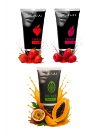 Набор из 3 съедобных лубрикантов JUJU (клубника, малина, тропические фрукты) - JuJu - купить с доставкой в Великом Новгороде Набор из 3 съедобных лубрикантов JUJU (клубника, малина, тропические фрукты) - JuJu - купить с доставкой в Великом Новгороде