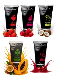 Набор из 5 съедобных лубрикантов JUJU (клубника, малина, тропические фрукты, вишня, кокос) - JuJu - купить с доставкой в Великом Новгороде Набор из 5 съедобных лубрикантов JUJU (клубника, малина, тропические фрукты, вишня, кокос) - JuJu - купить с доставкой в Великом Новгороде