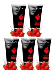 Набор из 5 съедобных лубрикантов JUJU со вкусом клубники - JuJu - купить с доставкой в Великом Новгороде Набор из 5 съедобных лубрикантов JUJU со вкусом клубники - JuJu - купить с доставкой в Великом Новгороде