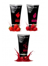 Набор из 3 съедобных лубрикантов JUJU (клубника, малина, вишня) - JuJu - купить с доставкой в Великом Новгороде Набор из 3 съедобных лубрикантов JUJU (клубника, малина, вишня) - JuJu - купить с доставкой в Великом Новгороде