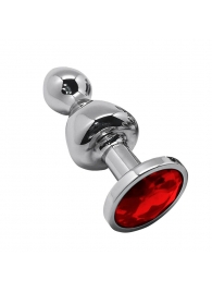 Серебристая анальная втулка Wooomy Lollypop Size S с красным кристаллом - Adrien Lastic в Великом Новгороде Серебристая анальная втулка Wooomy Lollypop Size S с красным кристаллом - Adrien Lastic