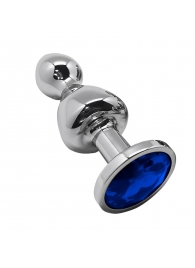 Серебристая анальная втулка Wooomy Lollypop Size S с синим кристаллом - Adrien Lastic в Великом Новгороде Серебристая анальная втулка Wooomy Lollypop Size S с синим кристаллом - Adrien Lastic