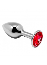 Серебристая анальная втулка Mini Metal Butt Plug Size M с красным кристаллом - Adrien Lastic в Великом Новгороде Серебристая анальная втулка Mini Metal Butt Plug Size M с красным кристаллом - Adrien Lastic