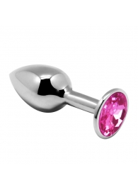 Серебристая анальная втулка Mini Metal Butt Plug Size M с розовым кристаллом - Adrien Lastic в Великом Новгороде Серебристая анальная втулка Mini Metal Butt Plug Size M с розовым кристаллом - Adrien Lastic