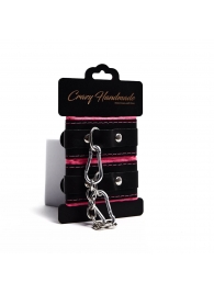 Черно-розовые скругленные наручники с мягкой подкладкой - Crazy Handmade - купить с доставкой в Великом Новгороде Черно-розовые скругленные наручники с мягкой подкладкой - Crazy Handmade - купить с доставкой в Великом Новгороде