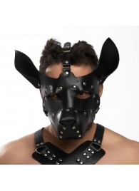 Черная кожаная маска «Собака» - Crazy Handmade - купить с доставкой в Великом Новгороде