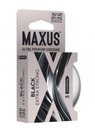 Черные утолщенные презервативы MAXUS Extra Strong с железным кейсом - 3 шт. - Maxus - купить с доставкой в Великом Новгороде