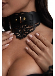 Фигурный чокер с узорами и золотистой фурнитурой - Crazy Handmade - купить с доставкой в Великом Новгороде Фигурный чокер с узорами и золотистой фурнитурой - Crazy Handmade - купить с доставкой в Великом Новгороде