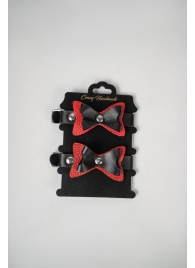 Черно-красные кожаные наручники с бантиками - Crazy Handmade - купить с доставкой в Великом Новгороде Черно-красные кожаные наручники с бантиками - Crazy Handmade - купить с доставкой в Великом Новгороде