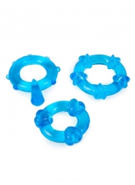Набор из 3 синих эрекционных колец с различным рельефом - Erowoman-Eroman - в Великом Новгороде купить с доставкой Набор из 3 синих эрекционных колец с различным рельефом - Erowoman-Eroman - в Великом Новгороде купить с доставкой