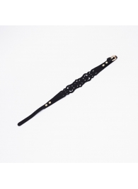 Черный ажурный чокер с золотистой фурнитурой - Crazy Handmade - купить с доставкой в Великом Новгороде