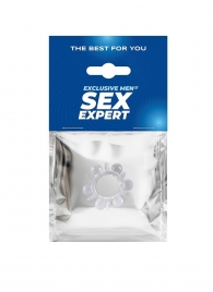 Прозрачное эрекционное кольцо с шариками и шипами - Sex Expert - в Великом Новгороде купить с доставкой