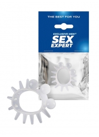 Эластичное эрекционное кольцо с шариками и лучами - Sex Expert - в Великом Новгороде купить с доставкой