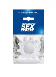 Прозрачное эрекционное кольцо со стимулирующими шариками - Sex Expert - в Великом Новгороде купить с доставкой
