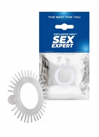 Эластичное эрекционное кольцо с шипиками и шариком - Sex Expert - в Великом Новгороде купить с доставкой