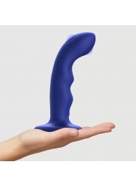 Синяя насадка-стимулятор Strap-On-Me Tapping Dildo Wave - Strap-on-me - купить с доставкой в Великом Новгороде