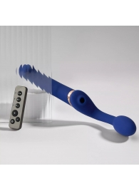 Синий безремневой страпон Multi Orgasm Bendable Strap-On size L с клиторальной стимуляцией - Strap-on-me - купить с доставкой в Великом Новгороде