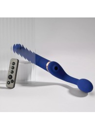 Синий безремневой страпон Multi Orgasm Bendable Strap-On size XL с клиторальной стимуляцией - Strap-on-me - купить с доставкой в Великом Новгороде