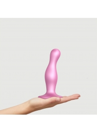 Розовая насадка Strap-On-Me Dildo Plug Curvy size M - Strap-on-me - купить с доставкой в Великом Новгороде