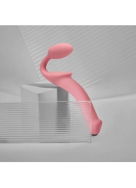 Розовый безремневой страпон Strap-on-me Semi-Realistic Bendable Strap-On size L - Strap-on-me - купить с доставкой в Великом Новгороде