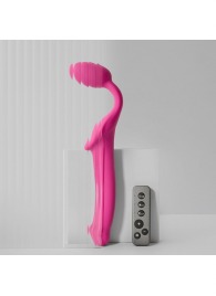 Ярко-розовый безремневой страпон Strap-on-me Vibrating Bendable Strap-On size L - Strap-on-me - купить с доставкой в Великом Новгороде