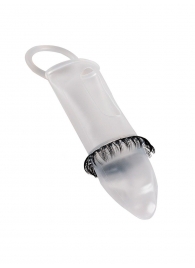 Закрытая насадка на пенис с подхватом мошонки и стимулирующими «ресничками» - Sextaz - в Великом Новгороде купить с доставкой