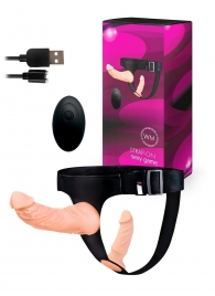 Женский страпон с 2 насадками, вибрацией и пультом ДУ - Erowoman-Eroman - купить с доставкой в Великом Новгороде