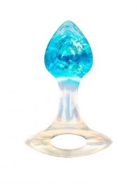 Голубоватая анальная пробка с ручкой - 8,5 см. - AnaLove