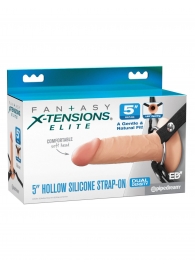 Телесный пустотелый фаллопротез 5’’ Hollow Silicone Strap-On - 14 см. - Pipedream - купить с доставкой в Великом Новгороде