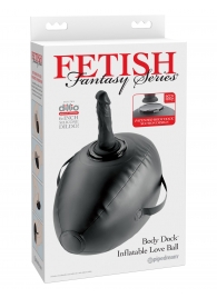 Черный надувной мяч с платформой для фиксации дилдо Body Dock Inflatable Love Ball - Pipedream - купить с доставкой в Великом Новгороде
