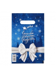 Сине-белый подарочный новогодний пакет с вырубной ручкой (20х30 см) - Сима-Ленд - купить с доставкой в Великом Новгороде