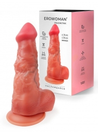 Телесный силиконовый фаллоимитатор на присоске - 25 см. - Erowoman-Eroman
