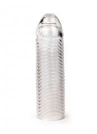 Прозрачная закрытая насадка на пенис с ребрышками - 16 см. - Sex Expert - в Великом Новгороде купить с доставкой