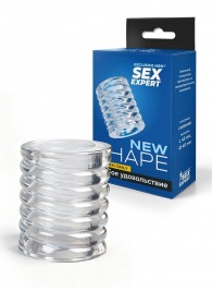 Прозрачная сквозная насадка на пенис с ребрышками - Sex Expert - в Великом Новгороде купить с доставкой