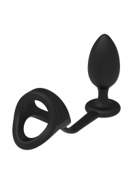 Черное эрекционное кольцо с анальной пробкой Cockstrap With Anal Plug - Dream Toys - в Великом Новгороде купить с доставкой