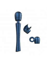 Синий вибромассажёр с насадками Man.wand Edgy - Manwan - в Великом Новгороде купить с доставкой