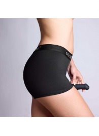 Черные трусики-боксеры для фиксации насадок Strap-on-me Harness Lingerie Allure - size M - Strap-on-me - купить с доставкой в Великом Новгороде