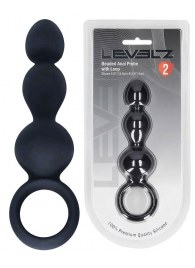 Черная анальная елочка Beaded Silicone Anal Probe with Loop - Shots Media BV