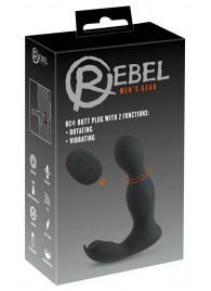 Черная анальная пробка с вибрацией, вращением и пультом ДУ RC Butt Plug with 2 Functions - Orion - в Великом Новгороде купить с доставкой