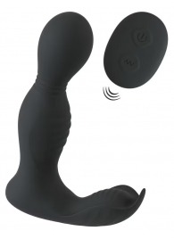 Черная анальная пробка с вибрацией, вращением и пультом ДУ RC Butt Plug with 2 Functions - Orion - в Великом Новгороде купить с доставкой
