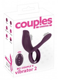 Фиолетовая насадка на член с клиторальным отростком и пультом ДУ RC Couple’s Vibrator 2 - Orion - в Великом Новгороде купить с доставкой