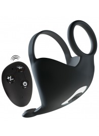 Черная вибронасадка для эрекции и стимуляции мошонки Cock ring with RC ball massager - Orion - в Великом Новгороде купить с доставкой