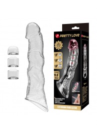 Прозрачный фаллоудлинитель с 3 вставками - 28 см. - Baile - в Великом Новгороде купить с доставкой