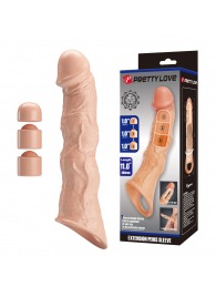 Телесный фаллоудлинитель с 3 вставками - 28 см. - Baile - в Великом Новгороде купить с доставкой