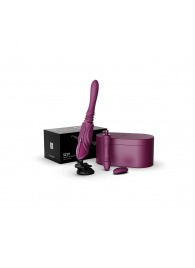 Фиолетовая секс-машина с функцией нагрева, насадками и присоской Sesh - Zalo - купить с доставкой в Великом Новгороде