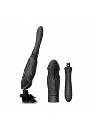 Черная секс-машина с функцией нагрева, насадками и присоской Sesh - Zalo - купить с доставкой в Великом Новгороде