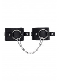 Черные оковы из толстой кожи с люверсами - Pecado - купить с доставкой в Великом Новгороде