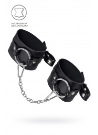 Черные оковы из толстой кожи с люверсами - Pecado - купить с доставкой в Великом Новгороде